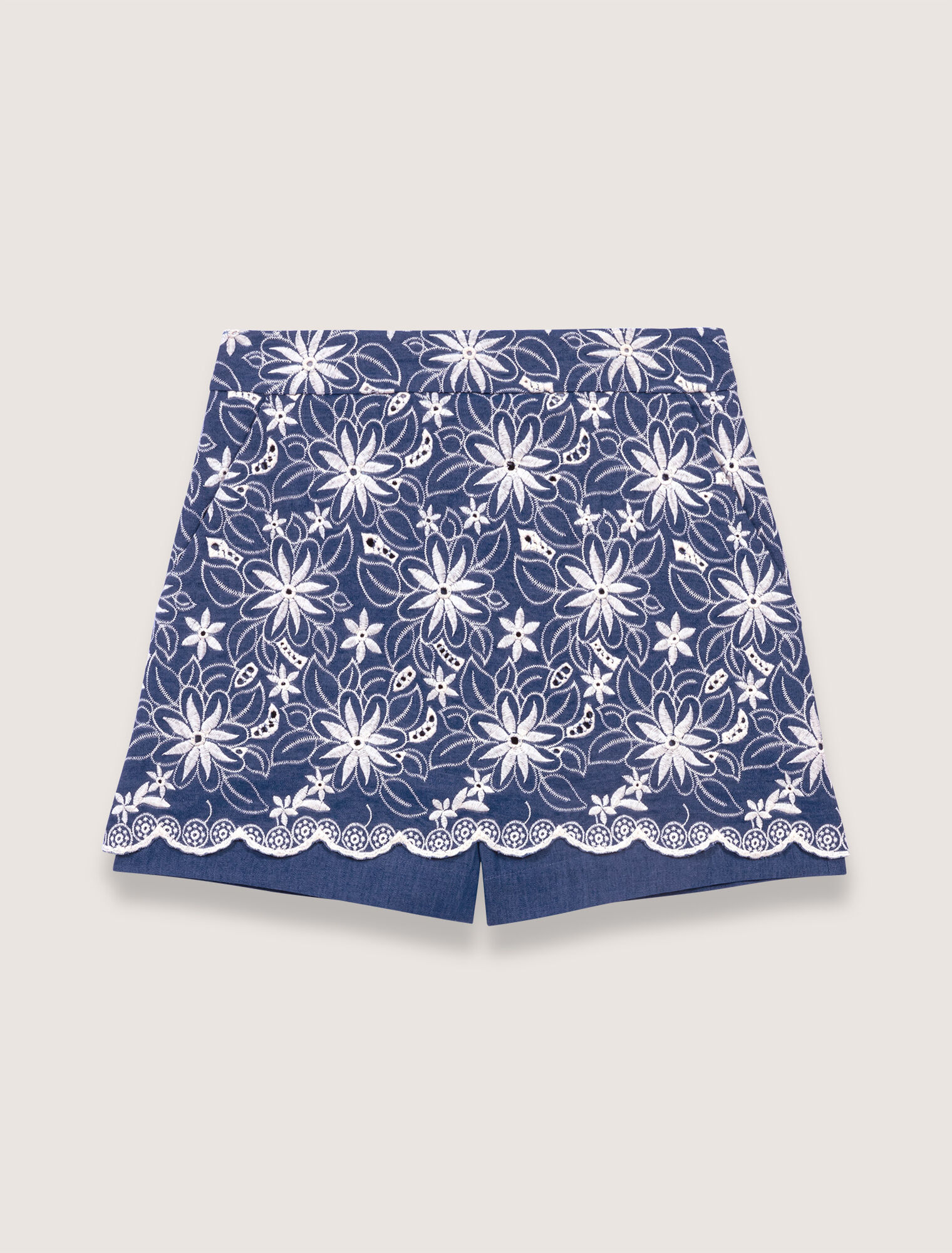 Embroidered floral shorts