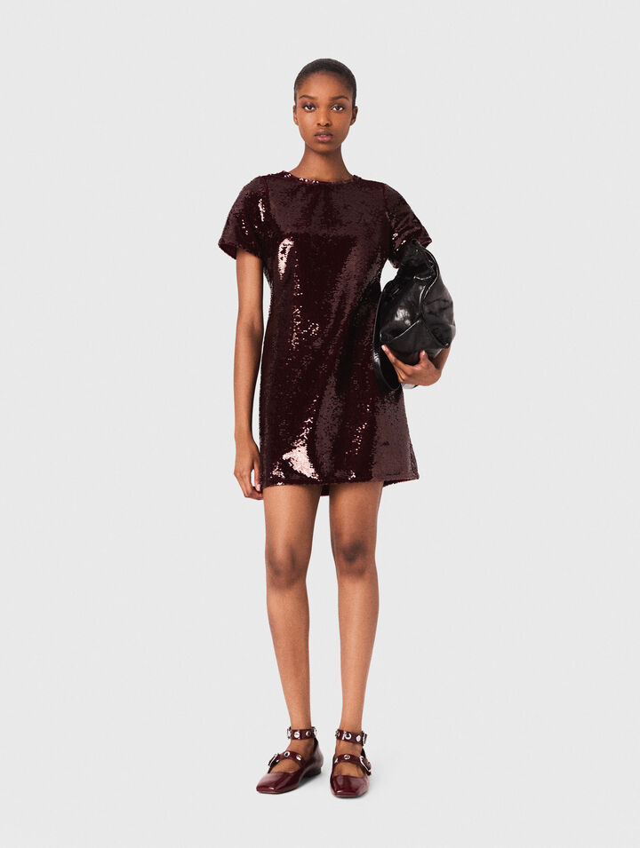 Sequin-embroidered short dress