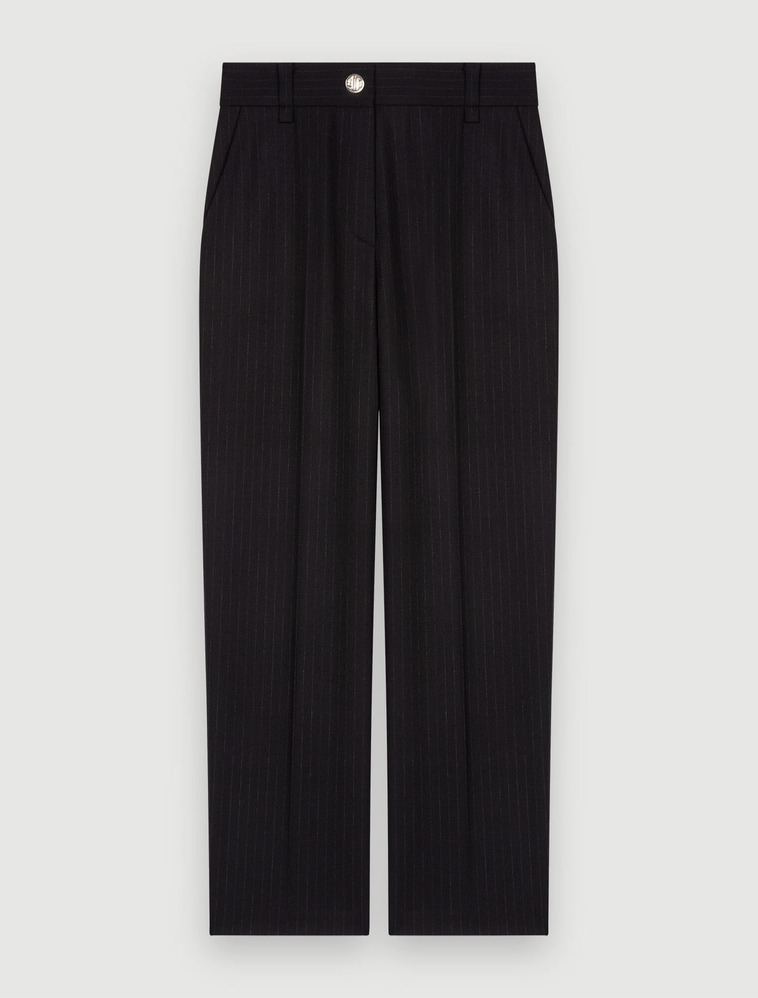 Chalk-striped suit trousers