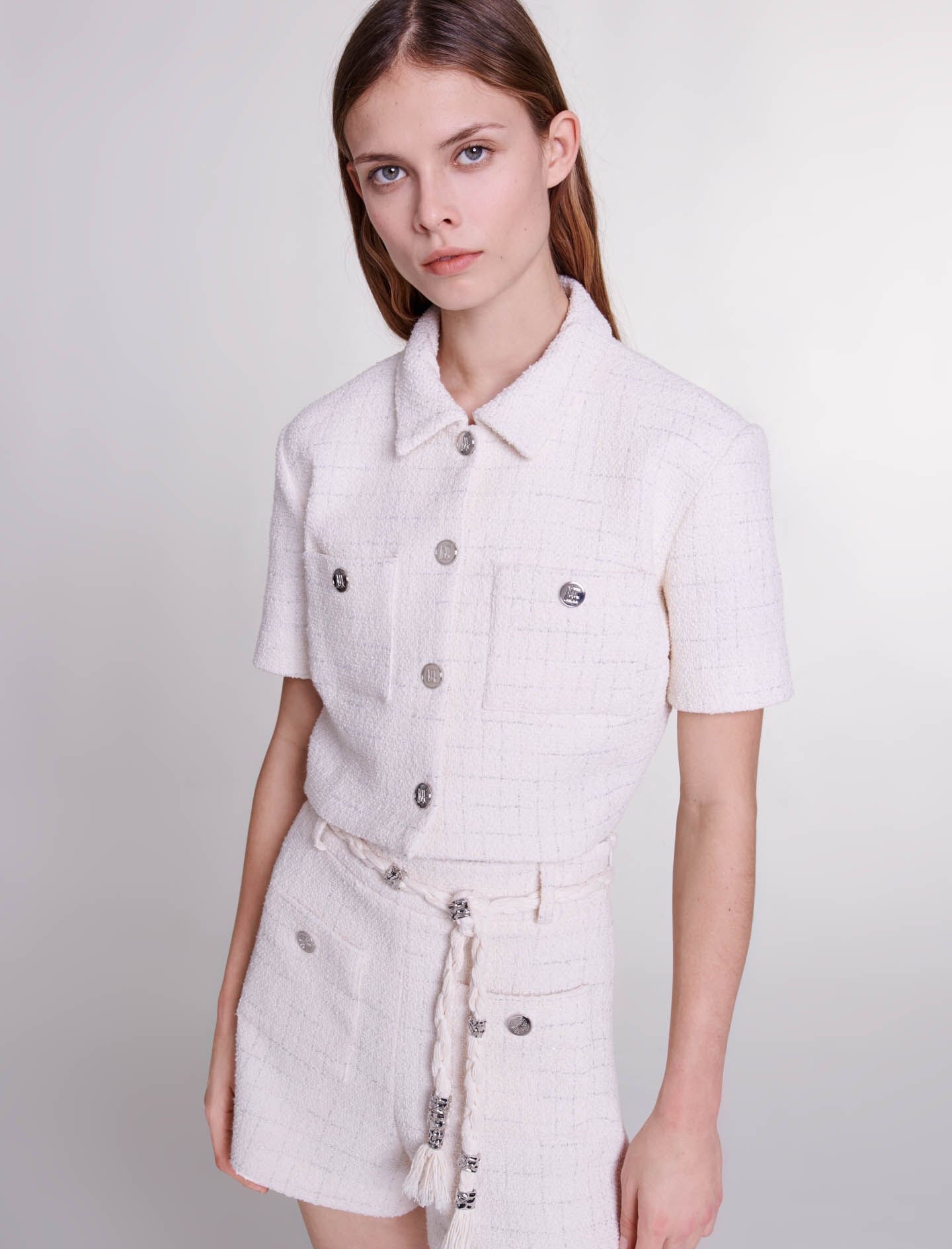 激安ショップ 食品 Tweed top crop トップス
