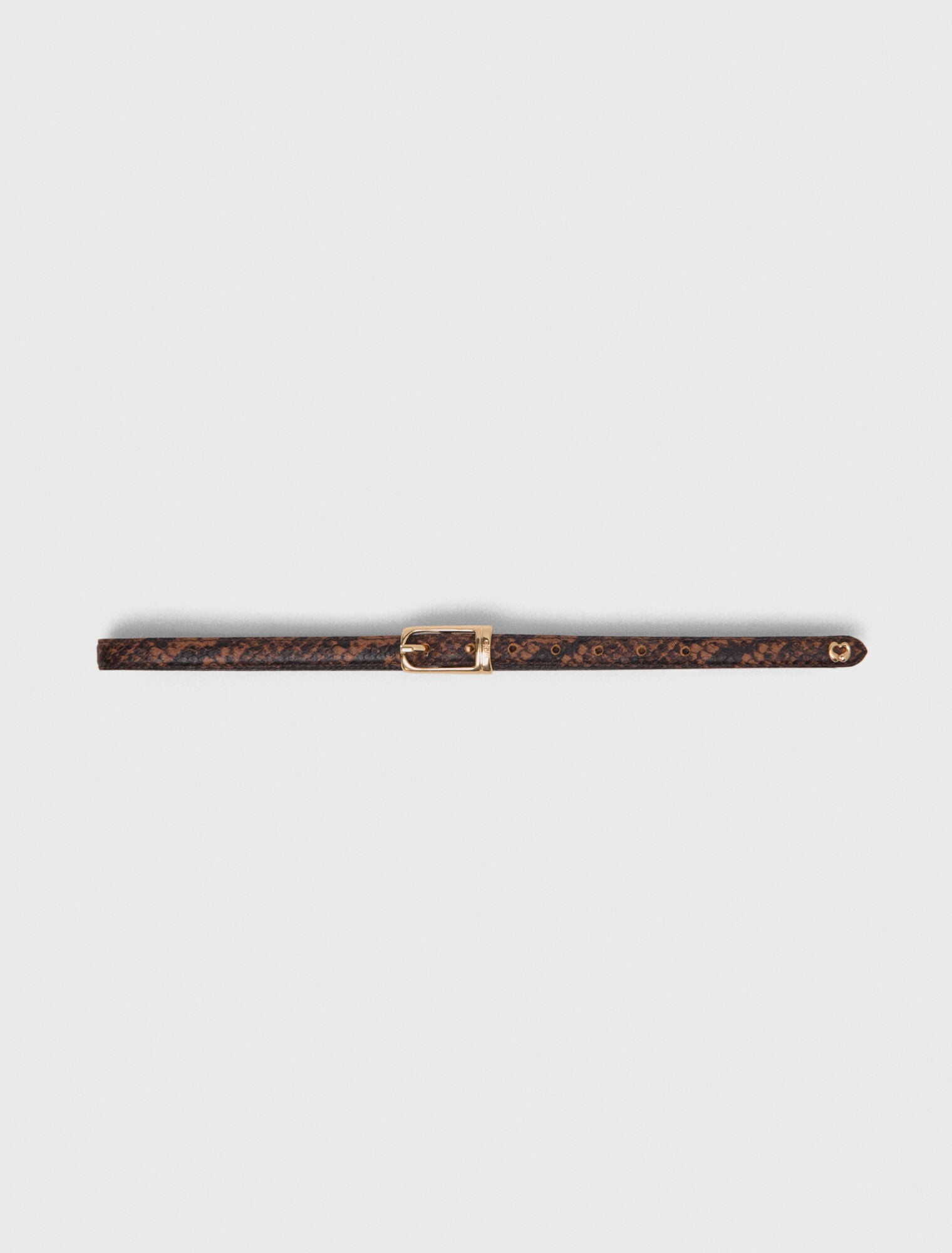 Slim embossed leather belt