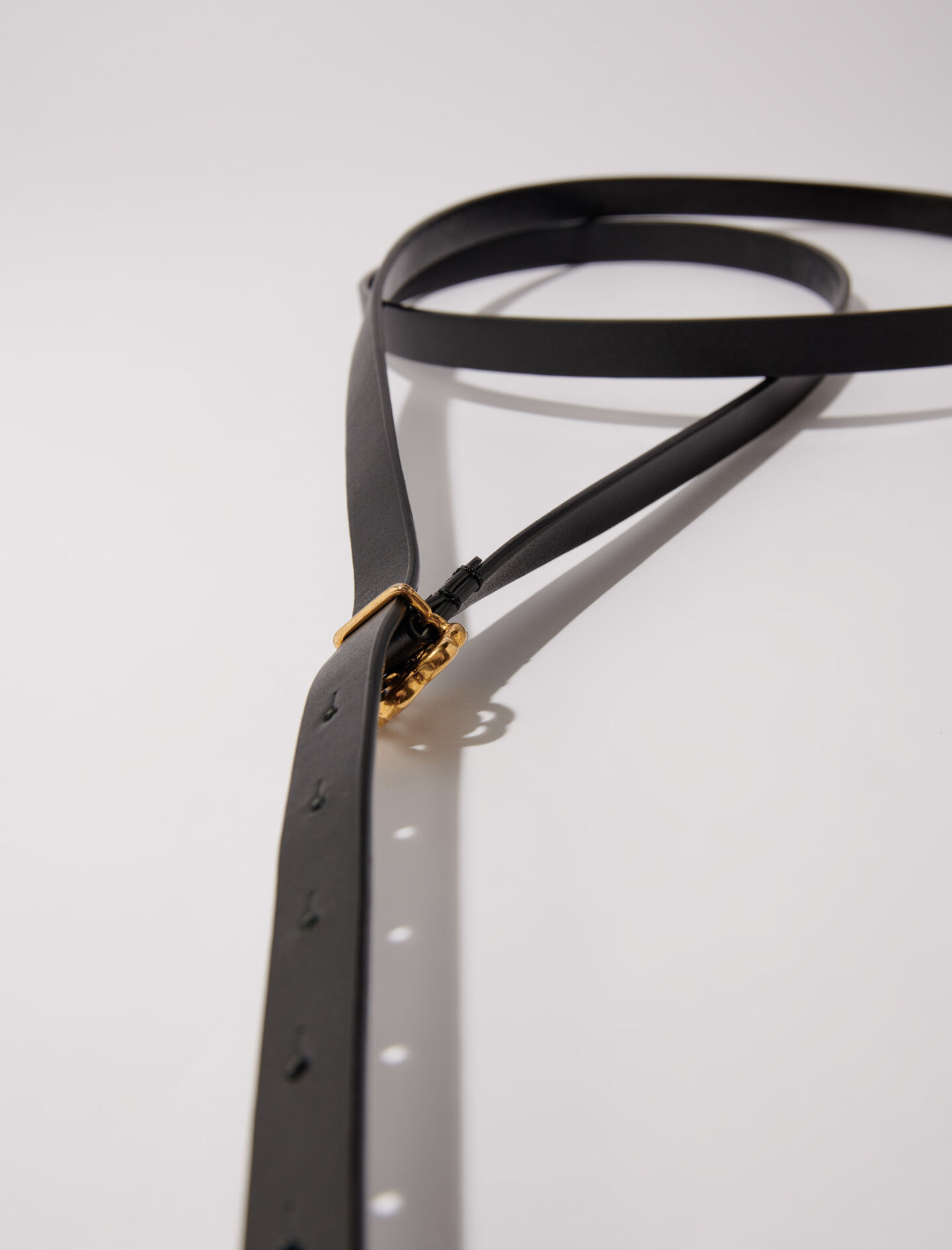Slim double leather belt Black / Gray For Women | Maje Slim double leather belt Black / Gray For Women | Maje