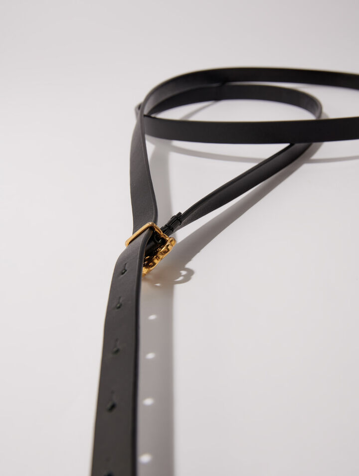 Slim double leather belt