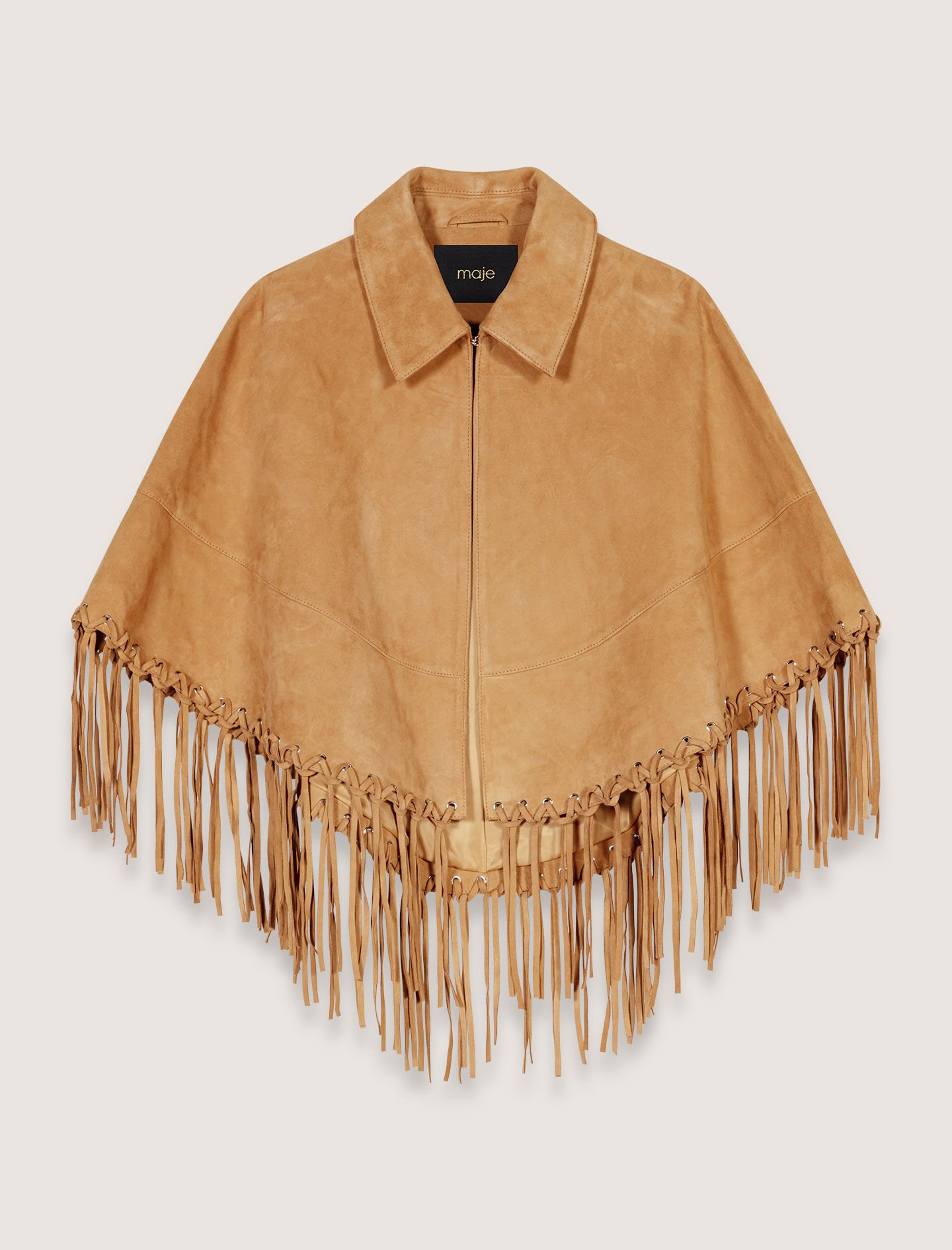 Short leather fringed coat Natural For Women | Maje Short leather fringed coat Natural For Women | Maje