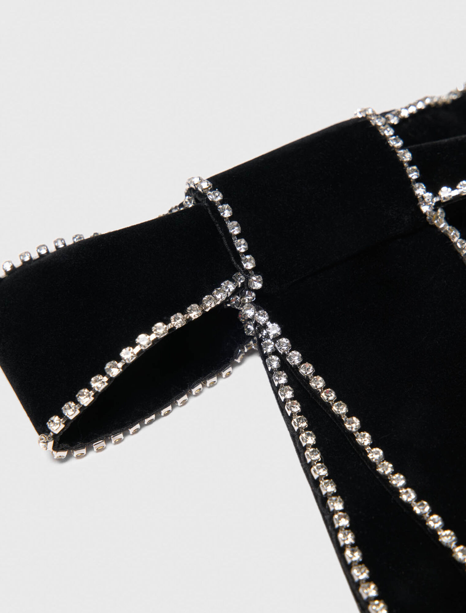 Rhinestone velvet bow barrette