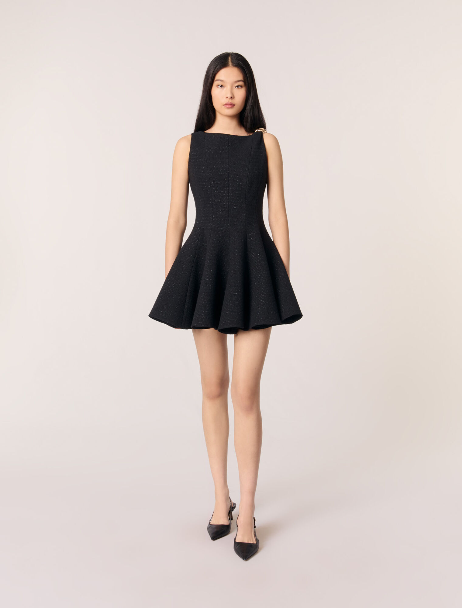 Short flared tweed dress