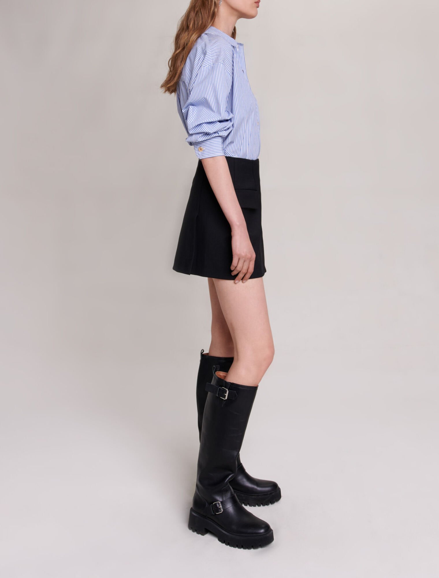 Asymmetric wrap skirt