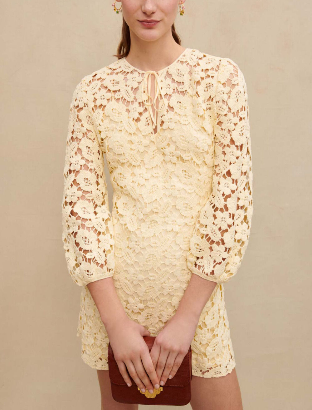 Crochet short dress Yellow / Orange For Women | Maje