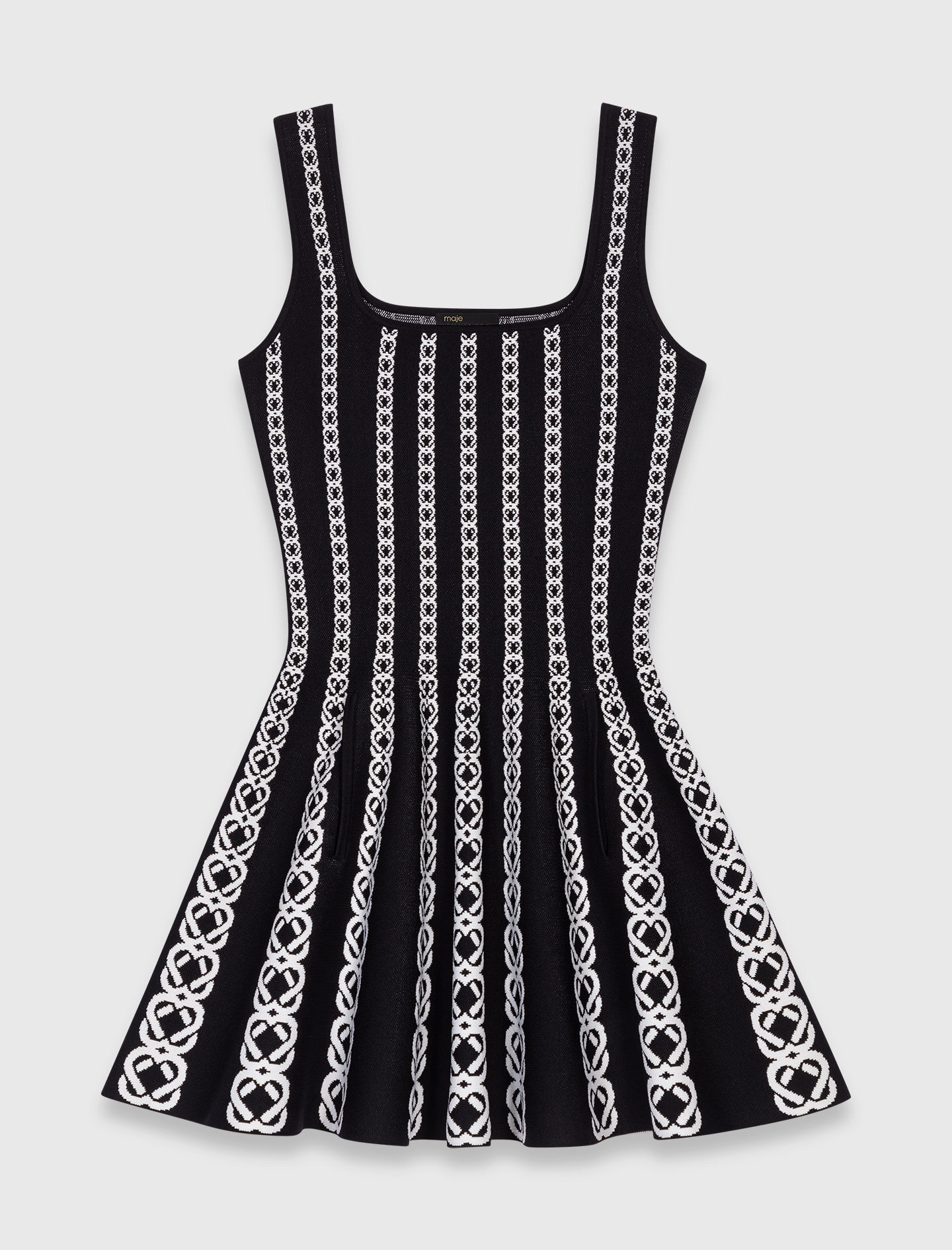 もも　0716 Short jacquard knit dress Bicolor For Women | Maje