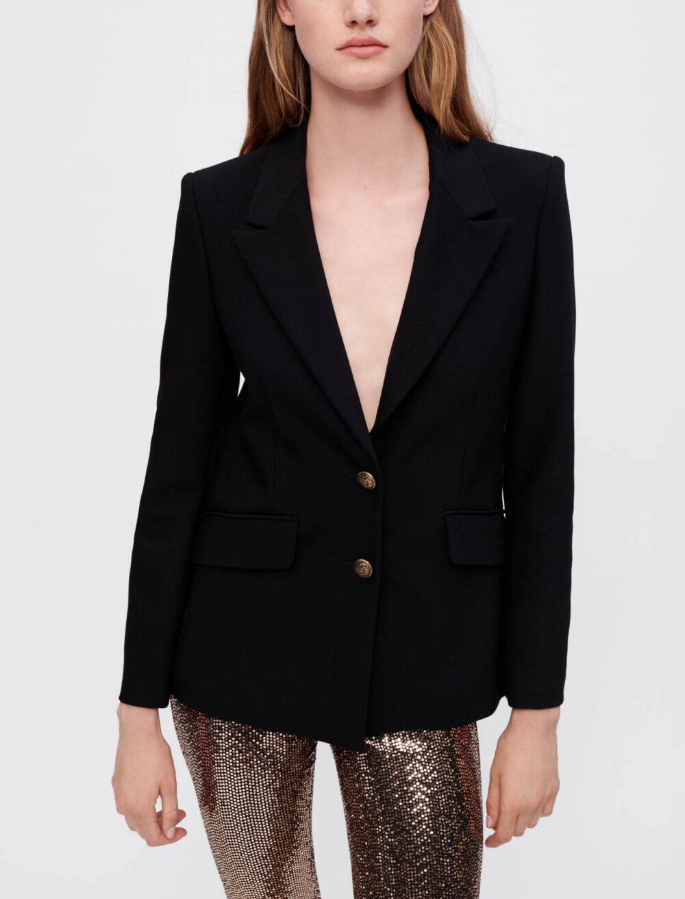 Fitted suit jacket Black Gray For Women Maje