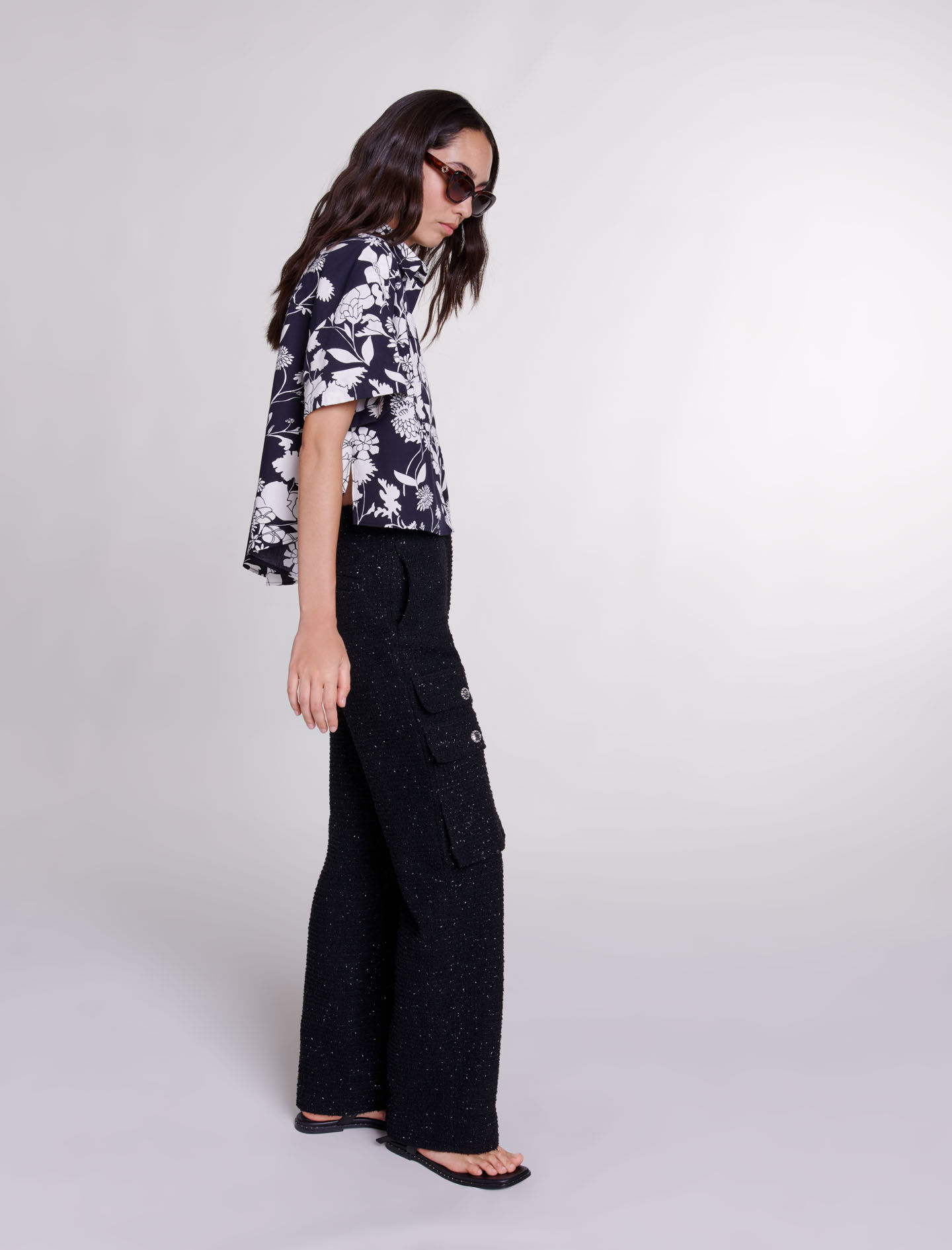Tweed trousers Black / Gray For Women | Maje