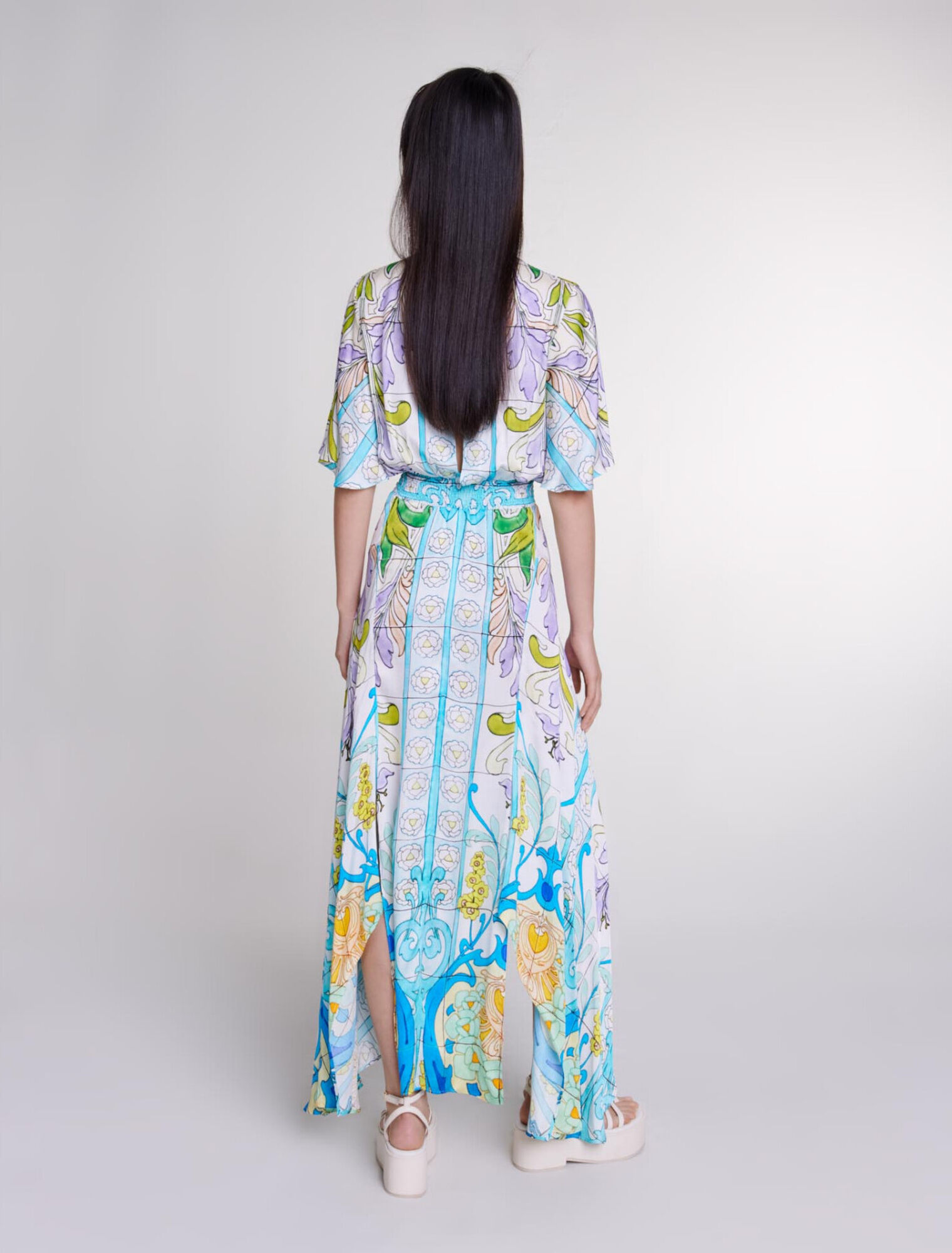 Satin-look patterned maxi dress