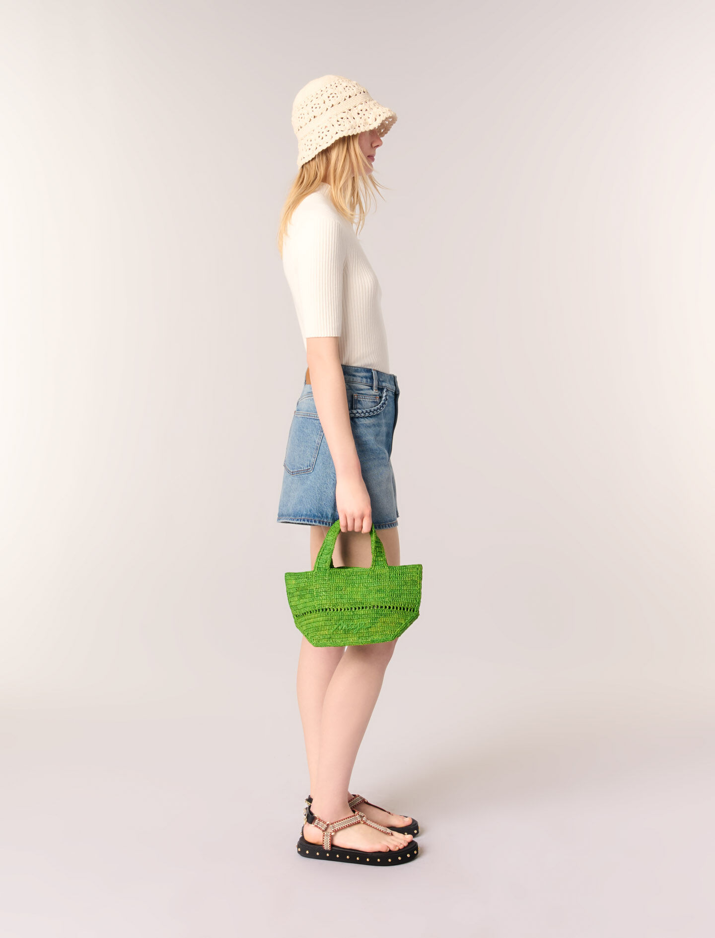Cotton and silk ribbed top White For Women | Maje