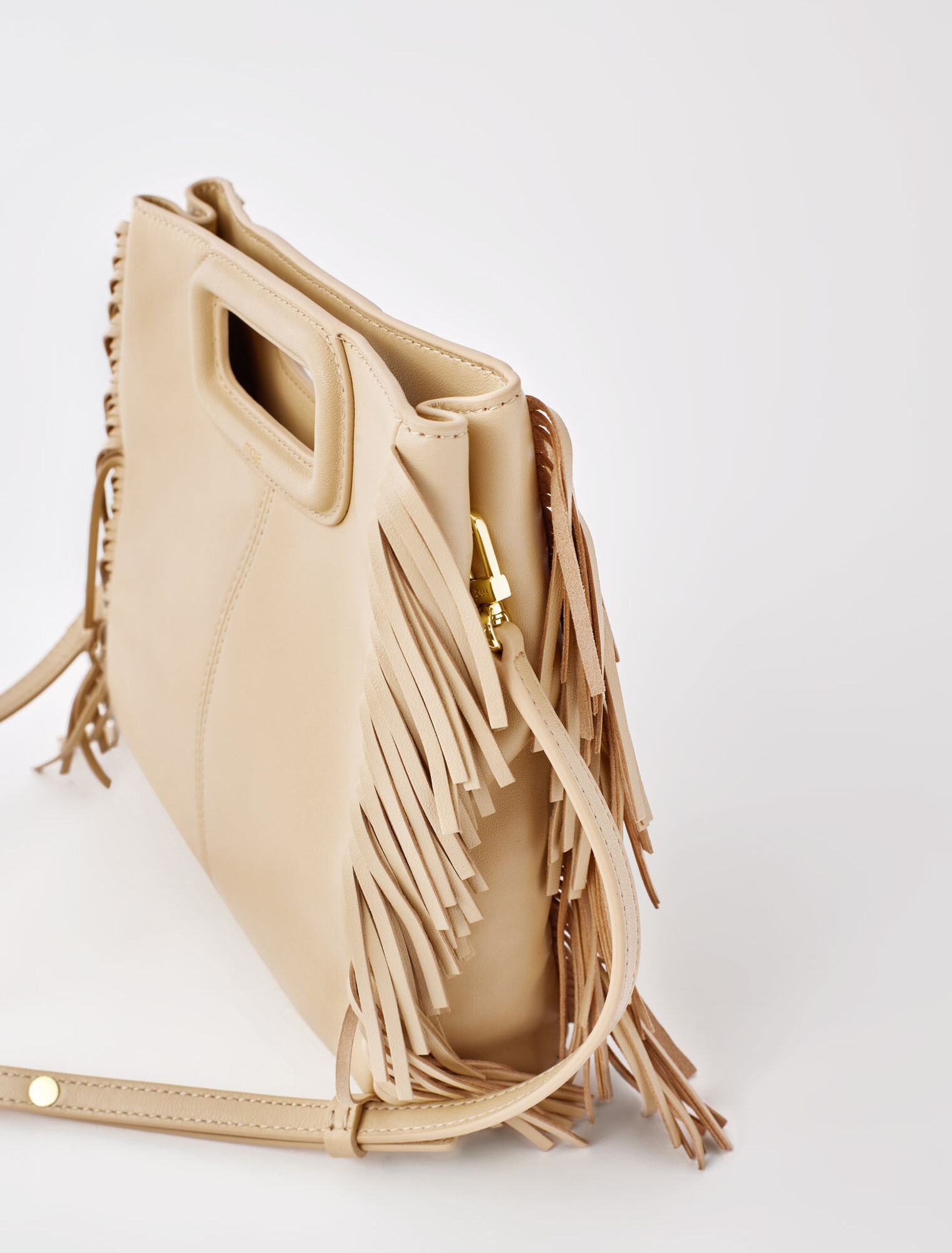 Smooth leather M bag with fringing