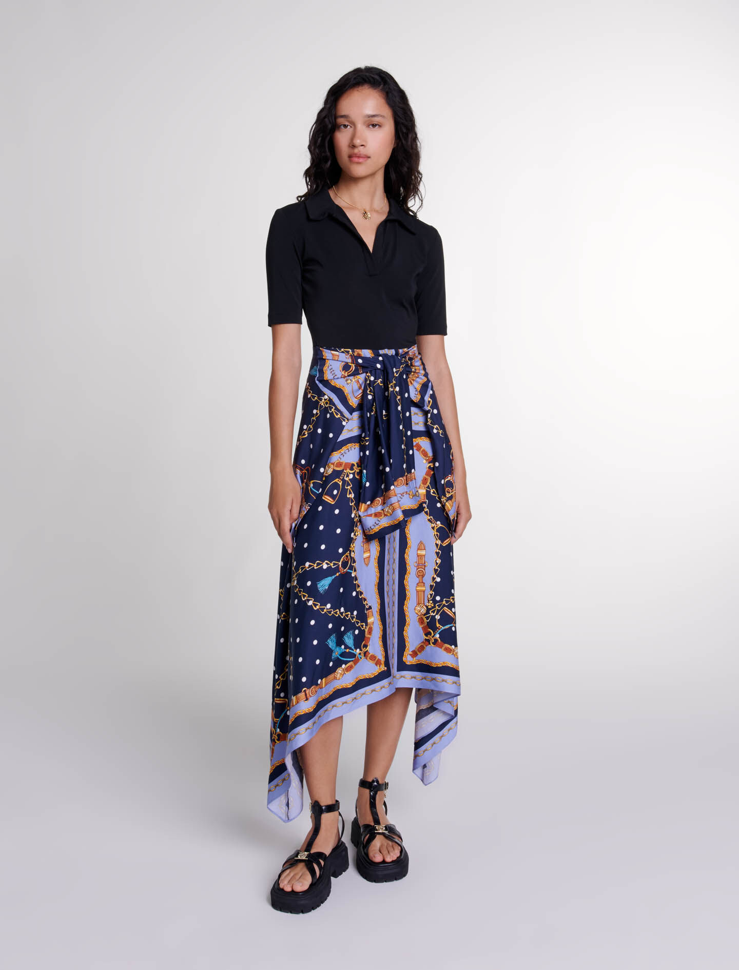 100％品質 Illusion effect patterned dress Blue For Women | Maje ワンピース