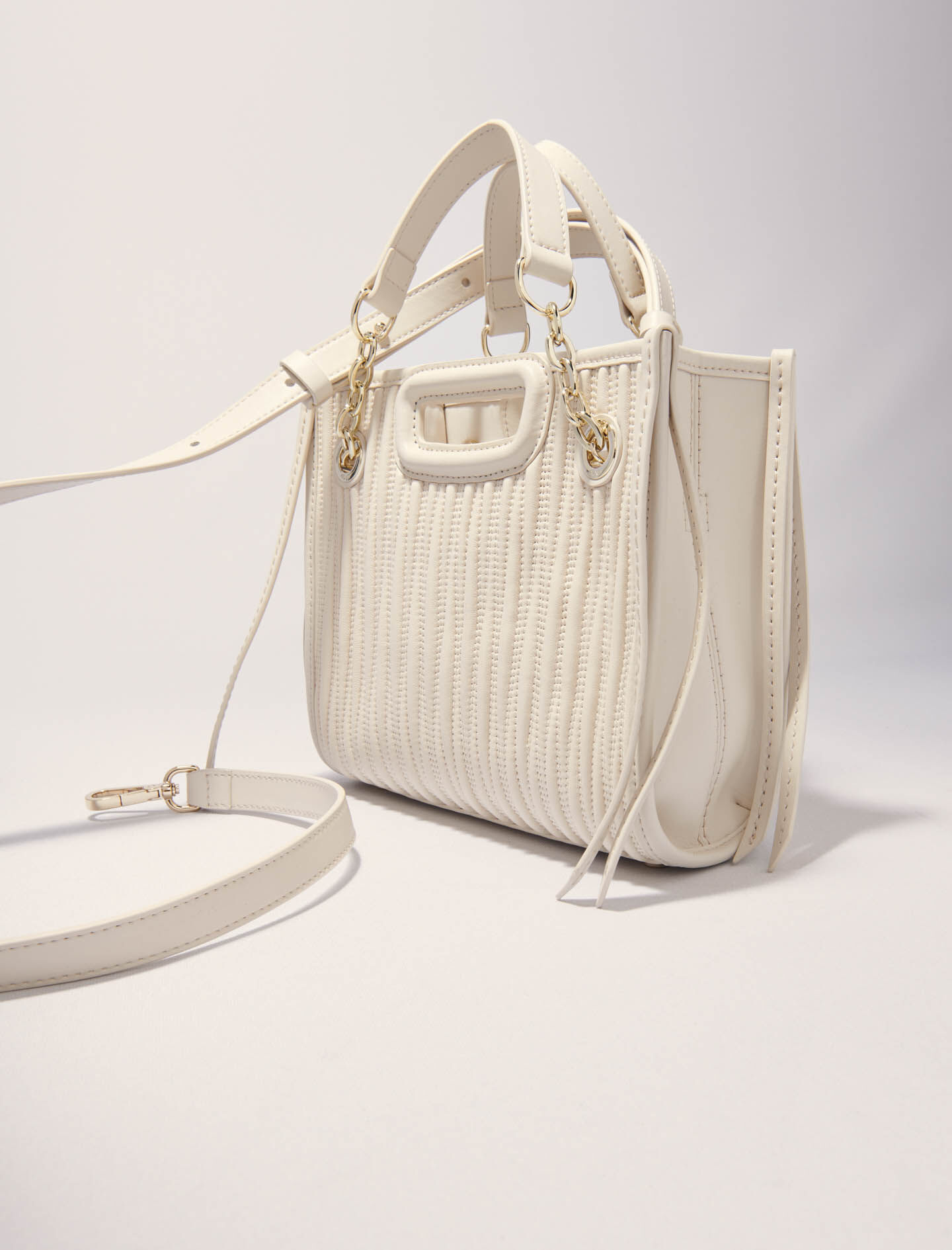 Mini quilted leather tote bag White For Women | Maje