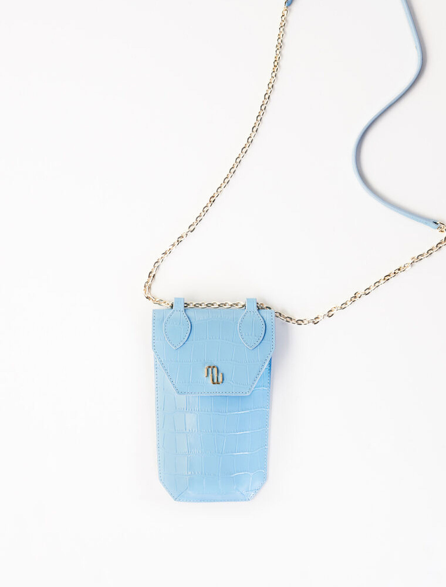 Croco embossed leather phone holder