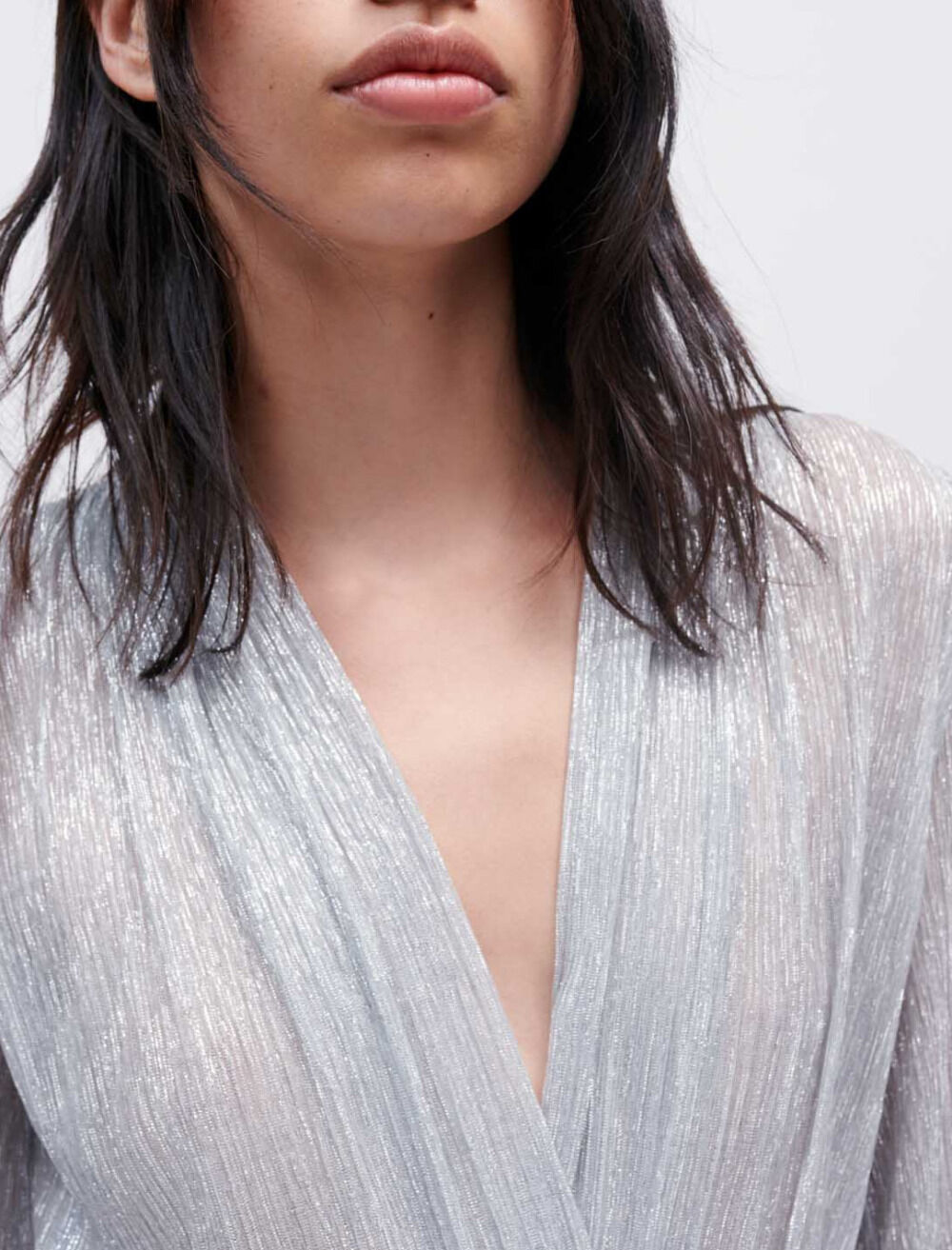 Draped lurex dress Black / Gray For Women | Maje