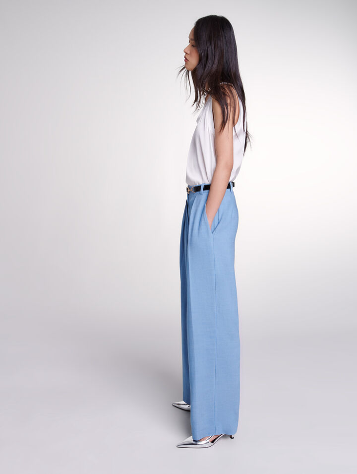 Wide-leg suit trousers with pleats 