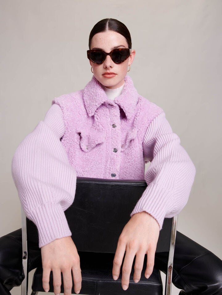 Faux fur and knit jacket