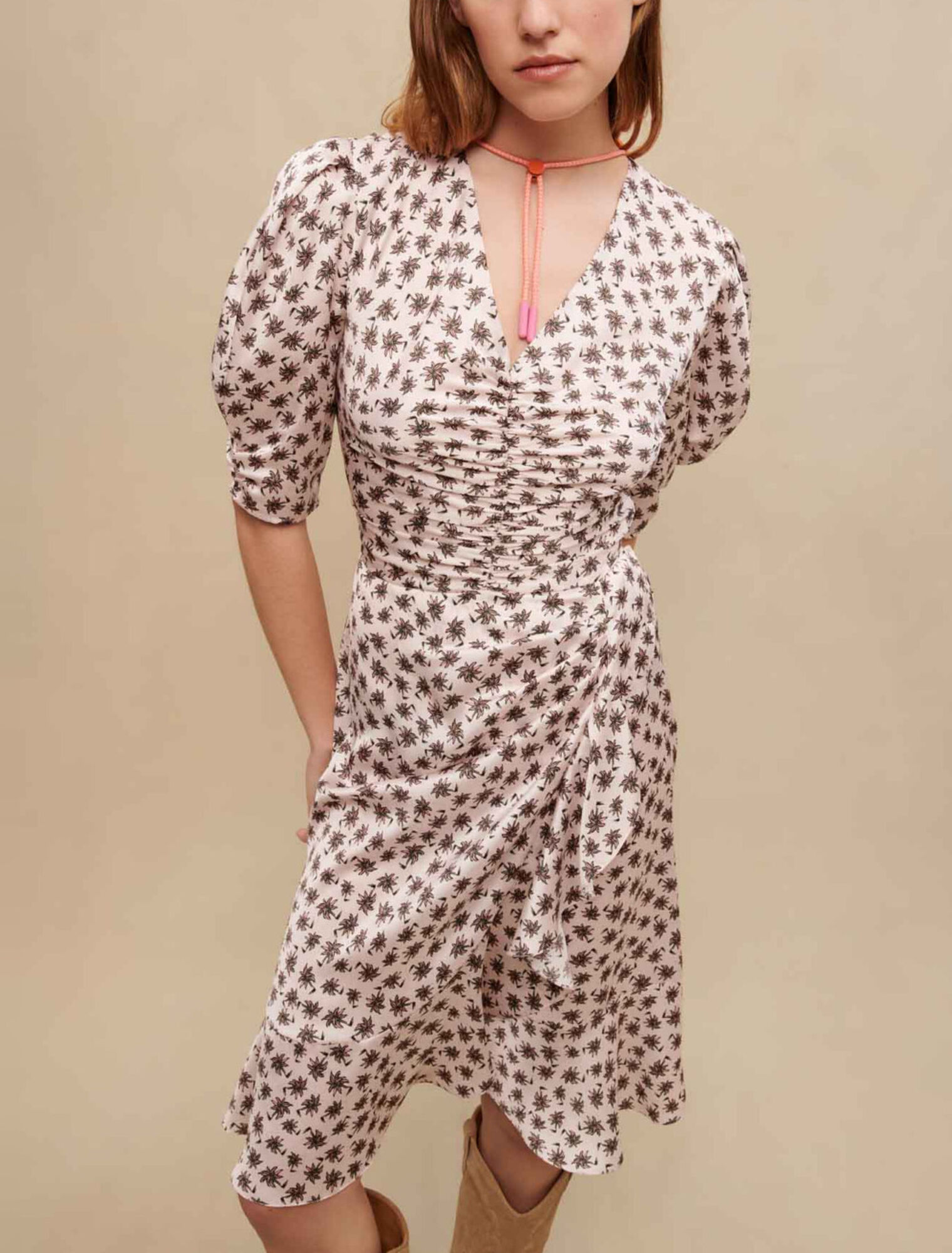 Palm-tree print dress