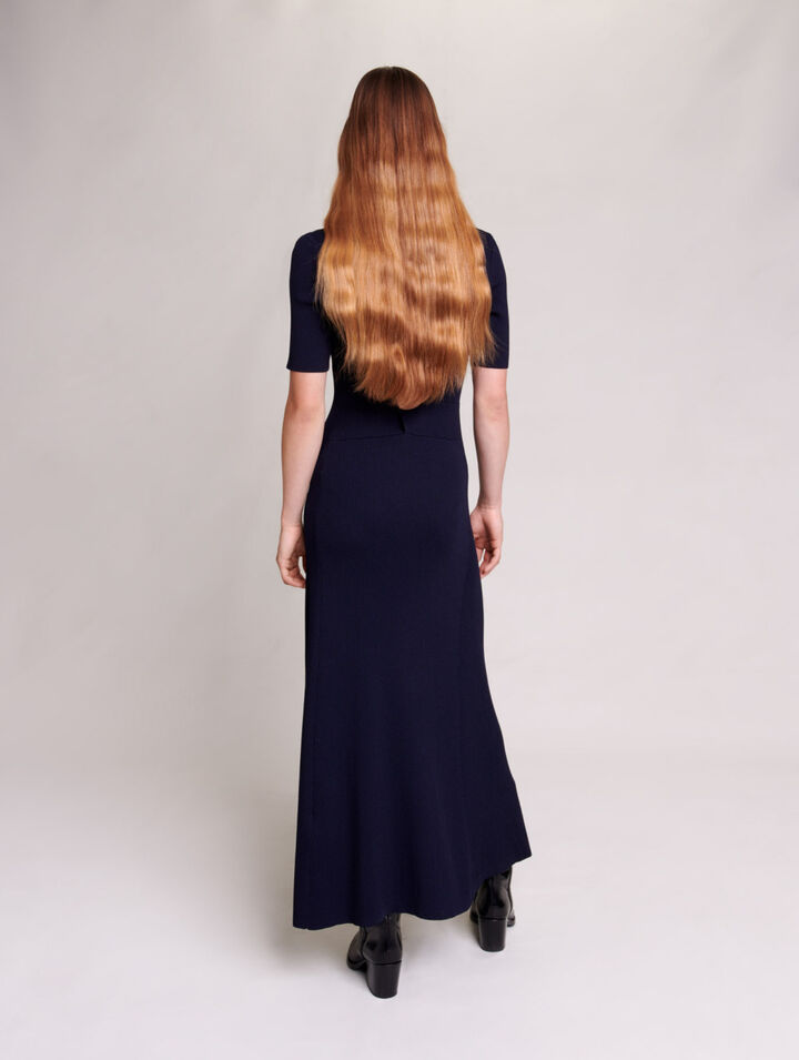 Long cut-out knit dress