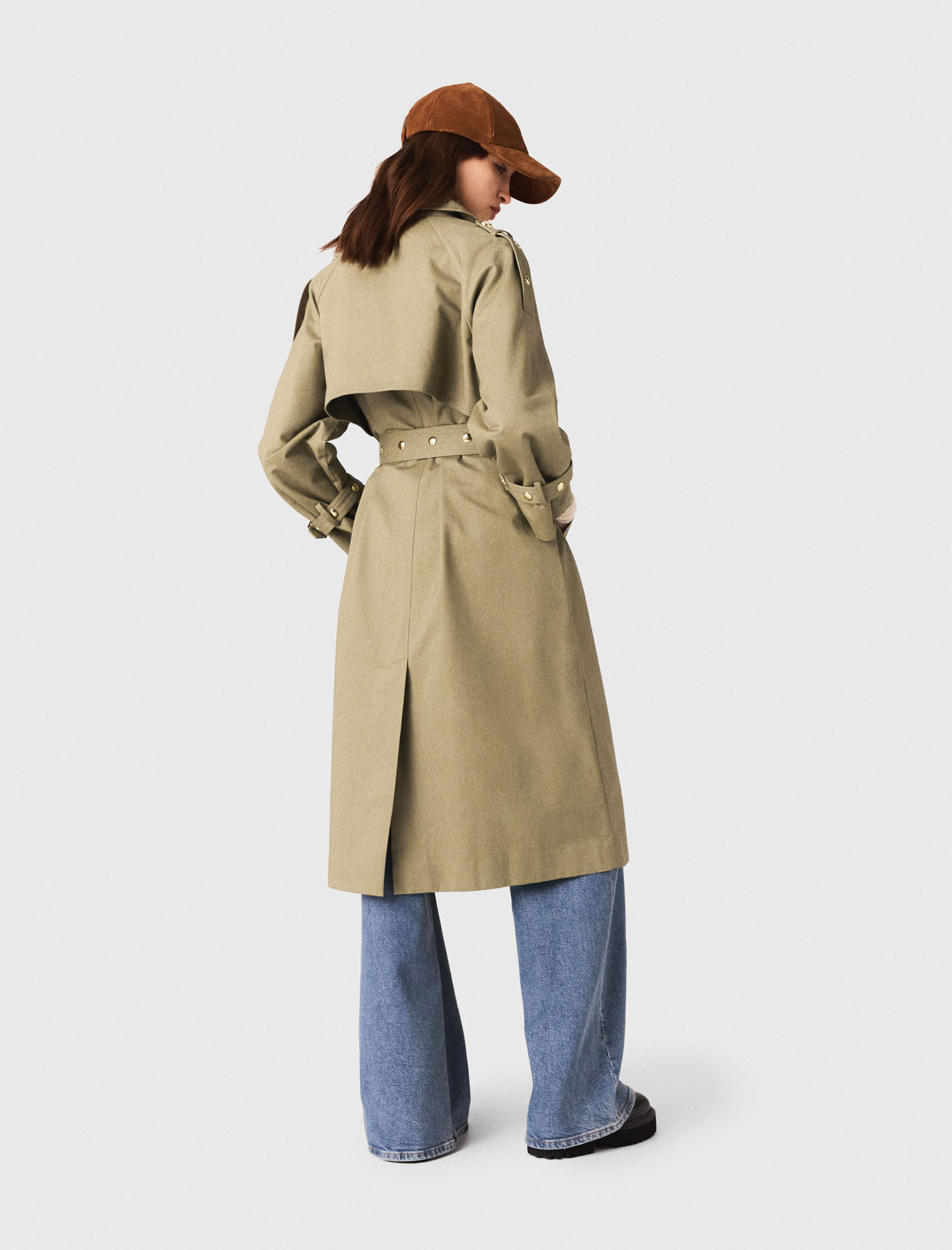 Studded trench coat Brown For Women | Maje