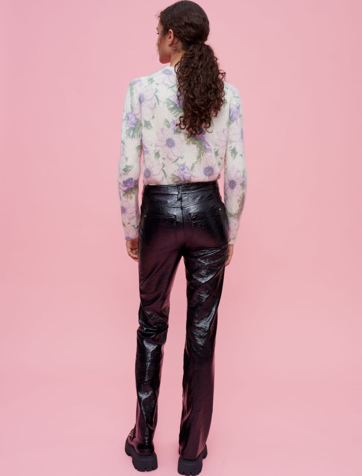 Flared vinyl pants