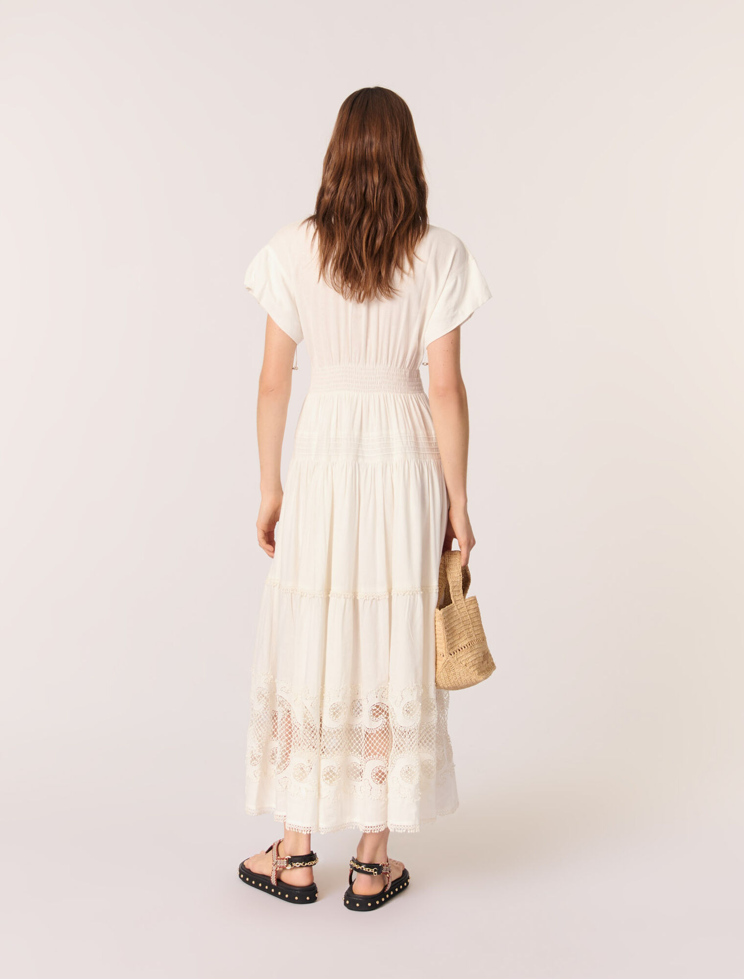 Embroidered ruffled maxi dress