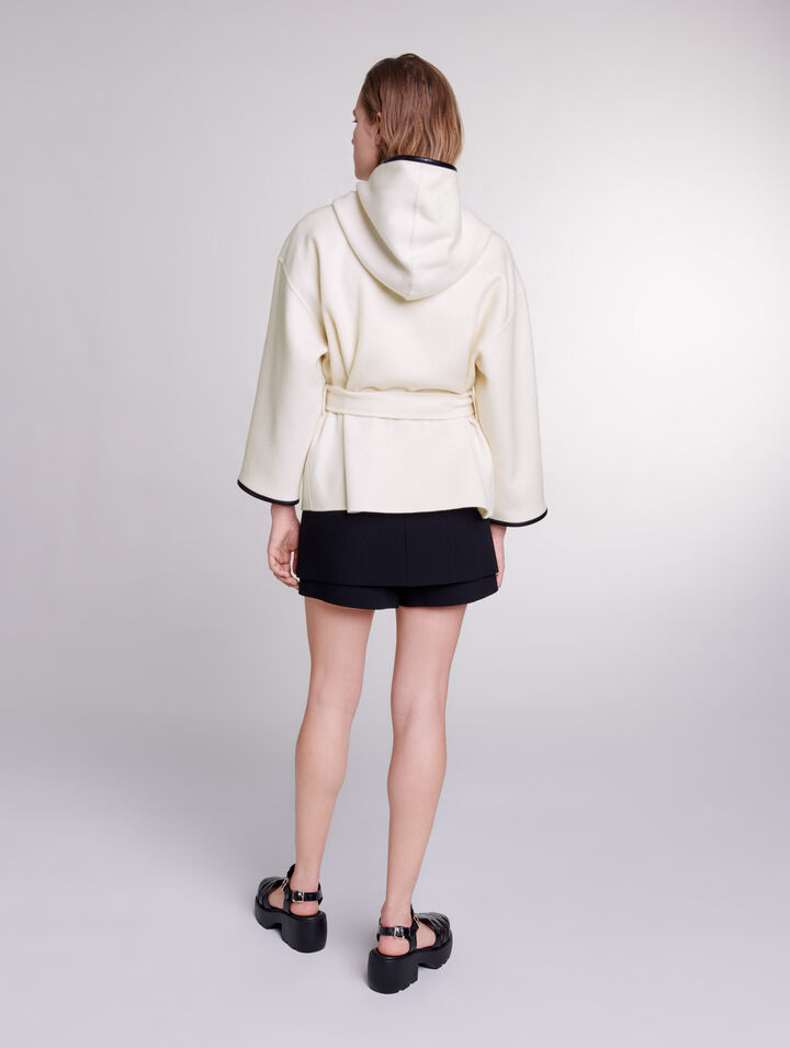 Cape-style wool coat