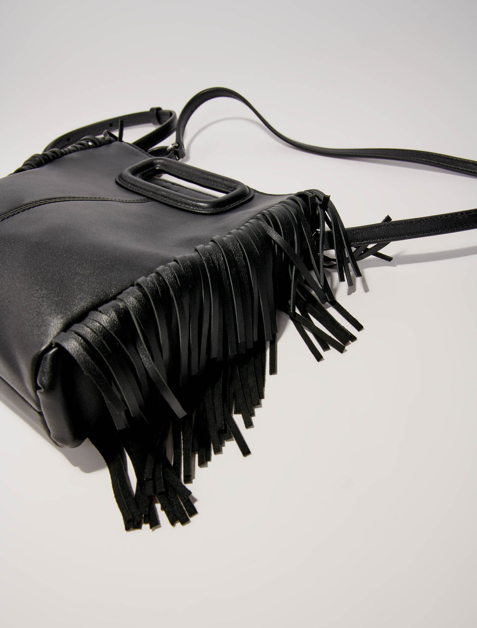 Fringed leather M bag