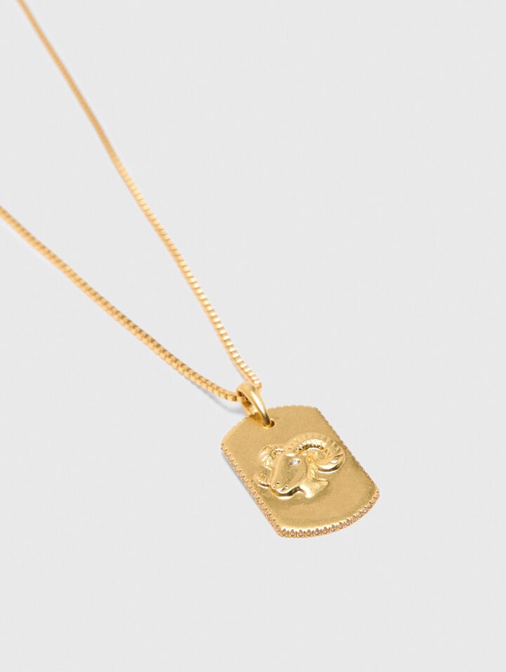Zodiac sign plaque necklace