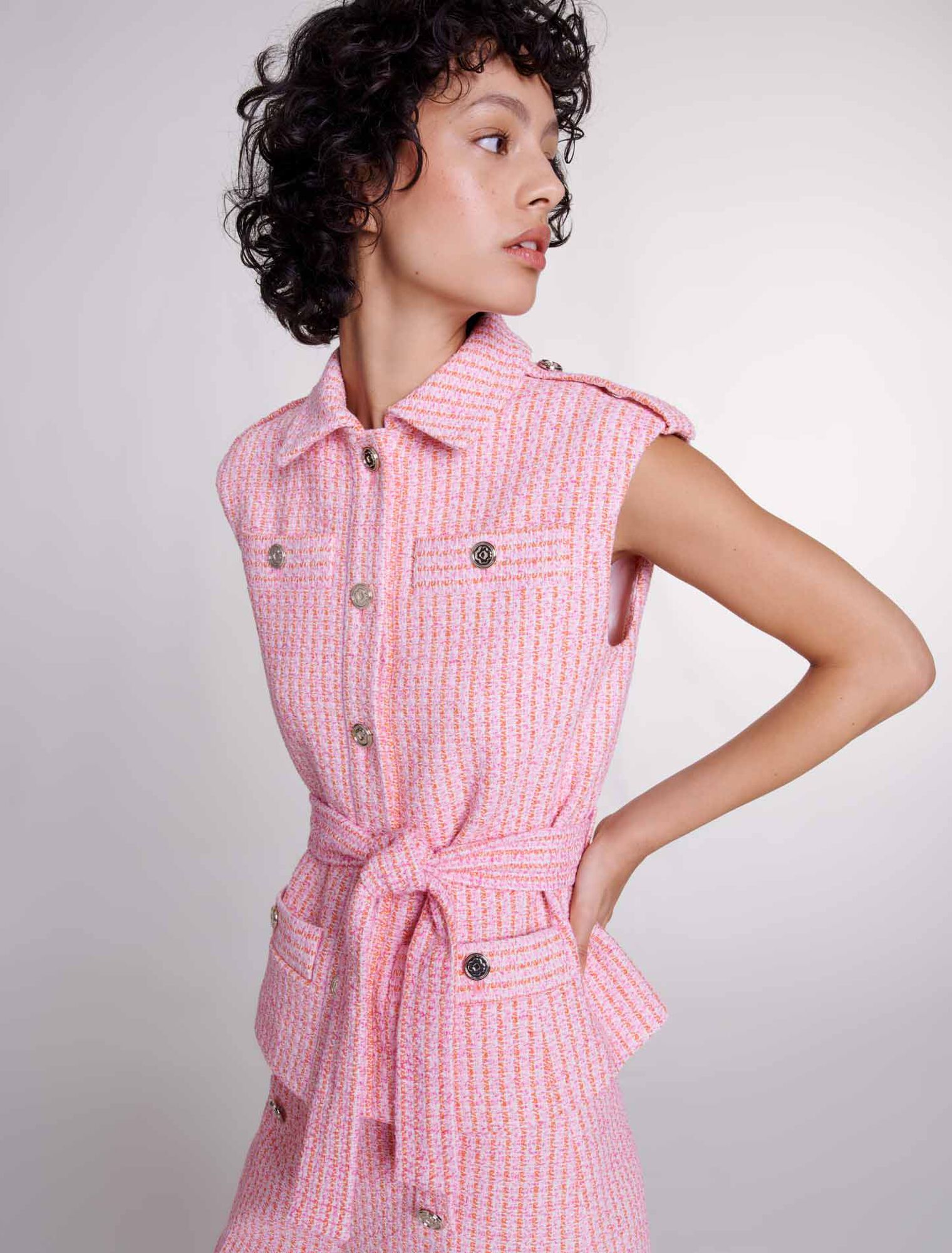 Sleeveless tweed jacket
