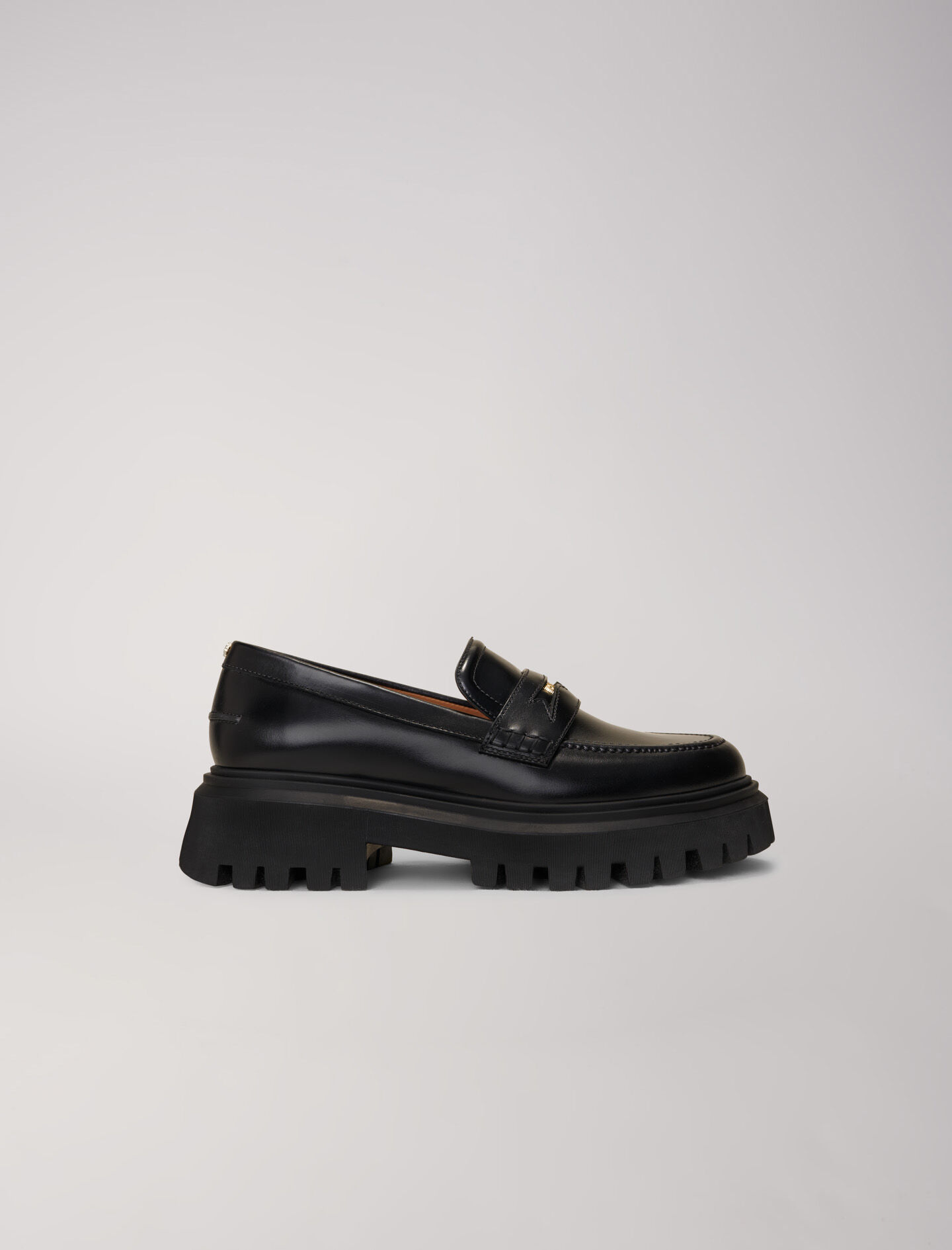 Leather platform loafers Black / Gray For Women | Maje
