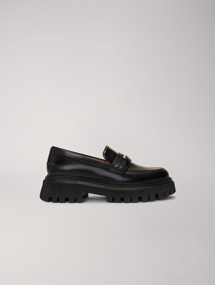 Leather platform loafers