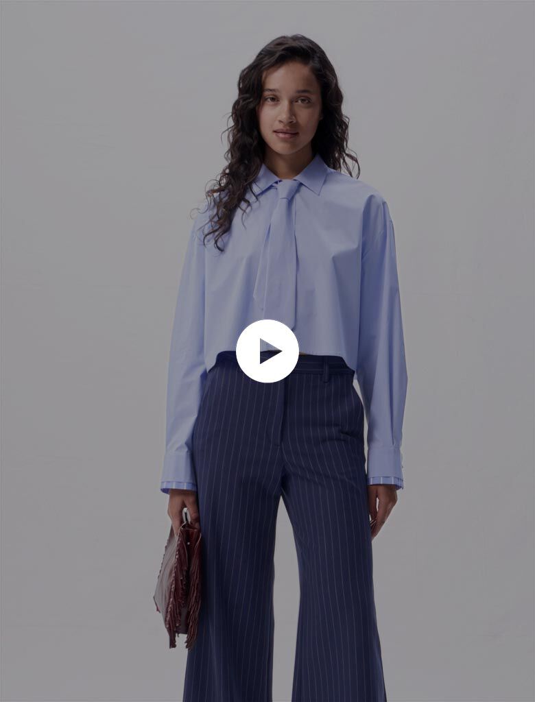 Shirt with removable tie Blue For Women | Maje