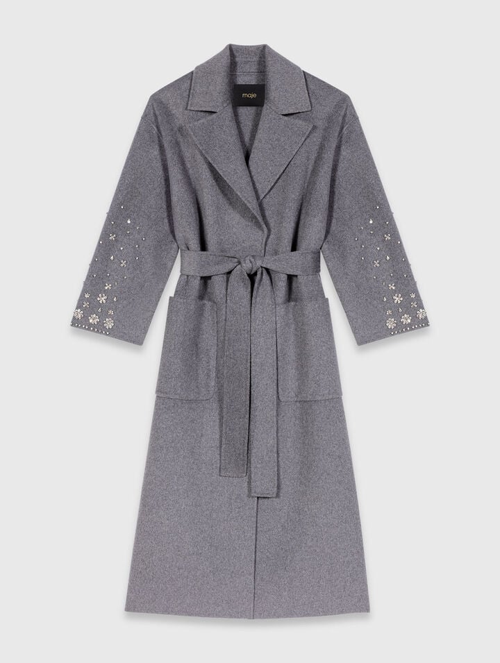 Long double-faced rhinestone coat