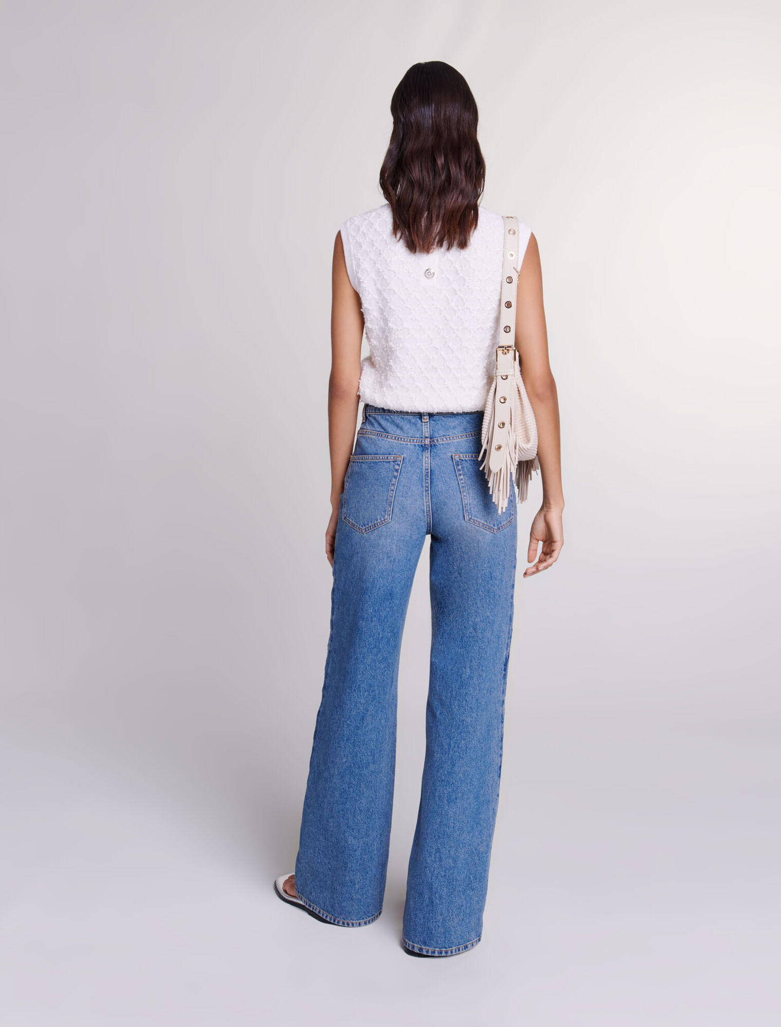 Beaded cutaway jeans