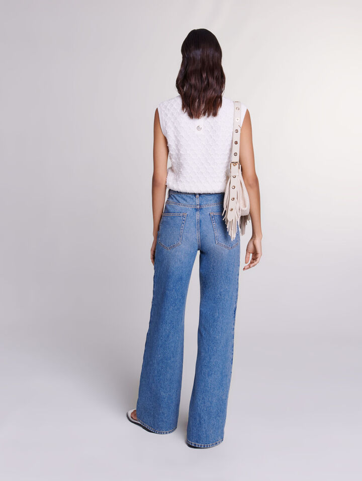 Beaded cutaway jeans
