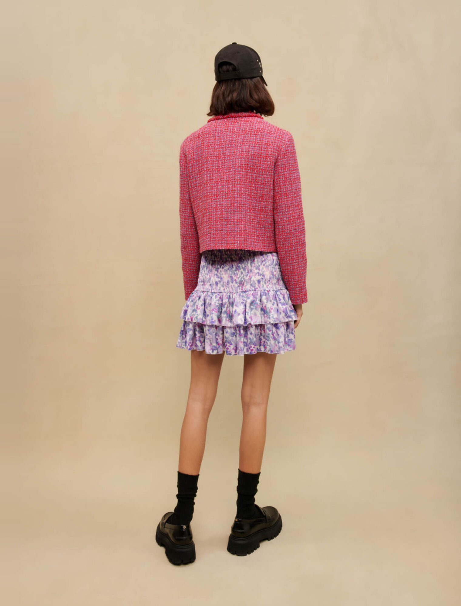Smocked skirt with floral print