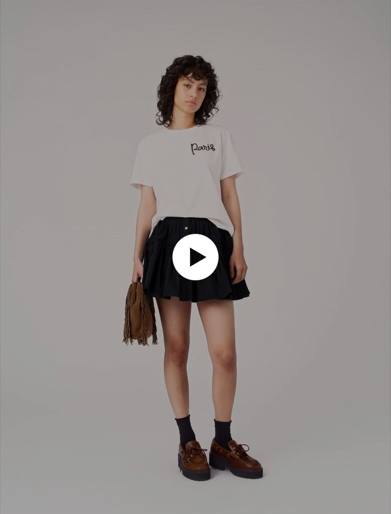 T-shirt with embroidered Paris logo White For Women | Maje