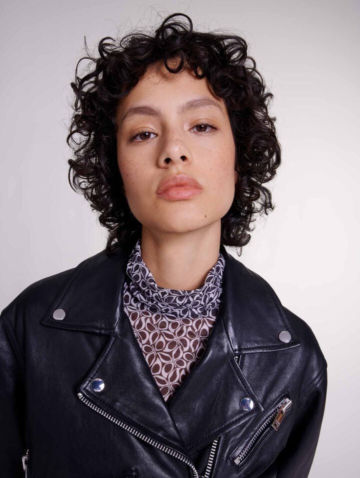 Cropped leather jacket