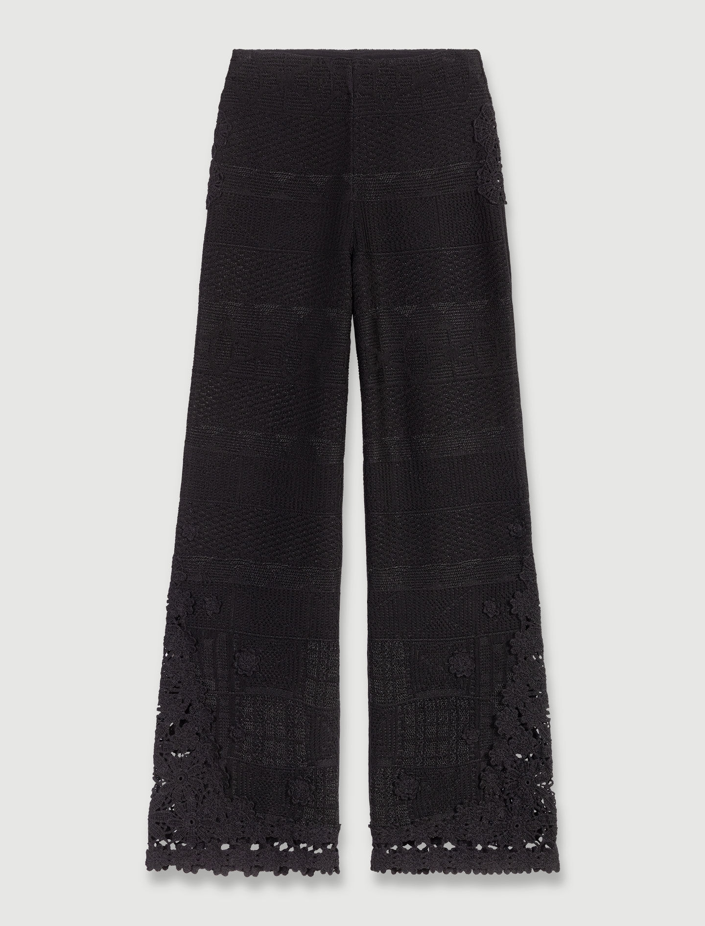 Knit Floral Pants, Wide Leg Trousers, Hippie Pants, Colorful