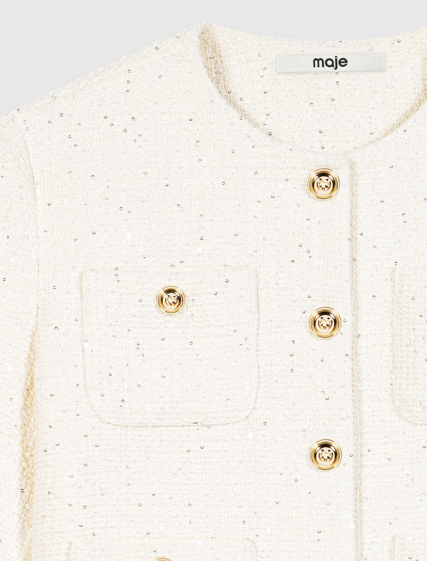 Short-sleeved tweed jacket White For Women | Maje