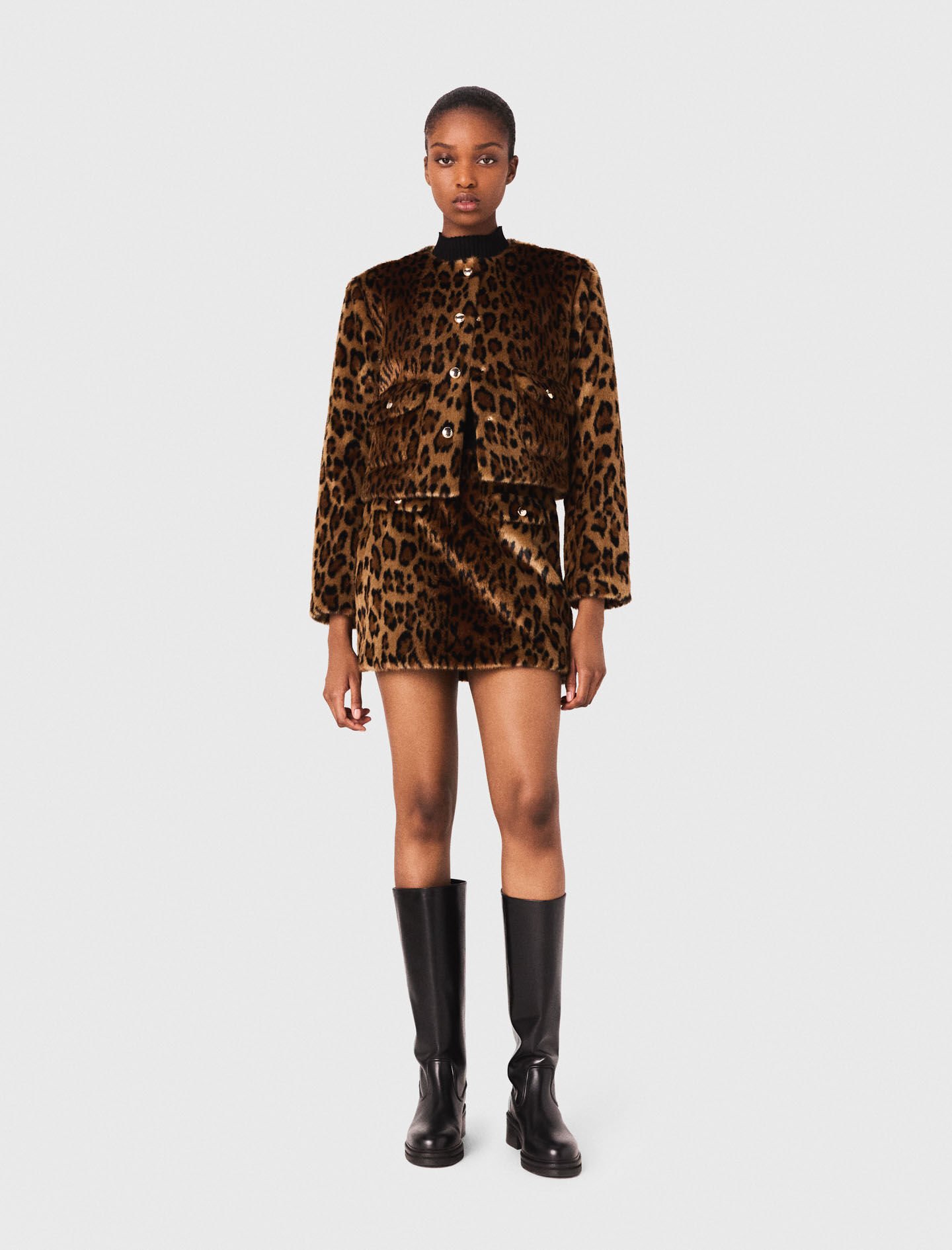 Leopard faux fur jacket Printed For Women | Maje