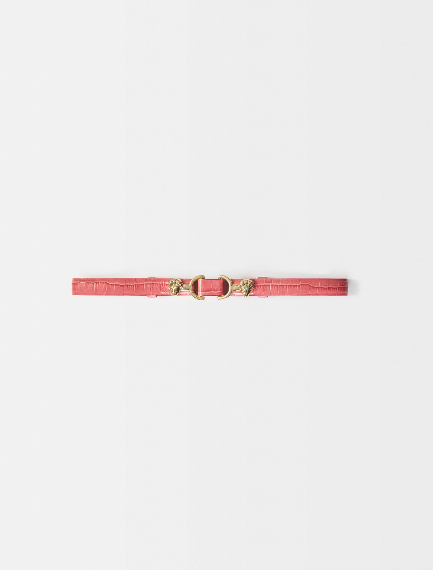 Thin leather belt with lion bit