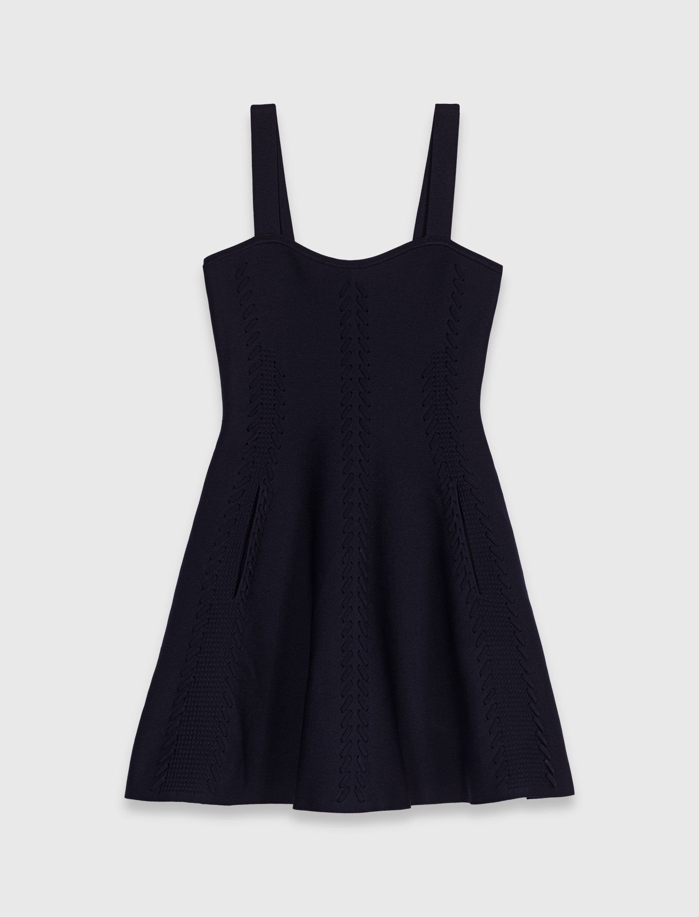 Mini knitted babydoll dress Blue For Women | Maje