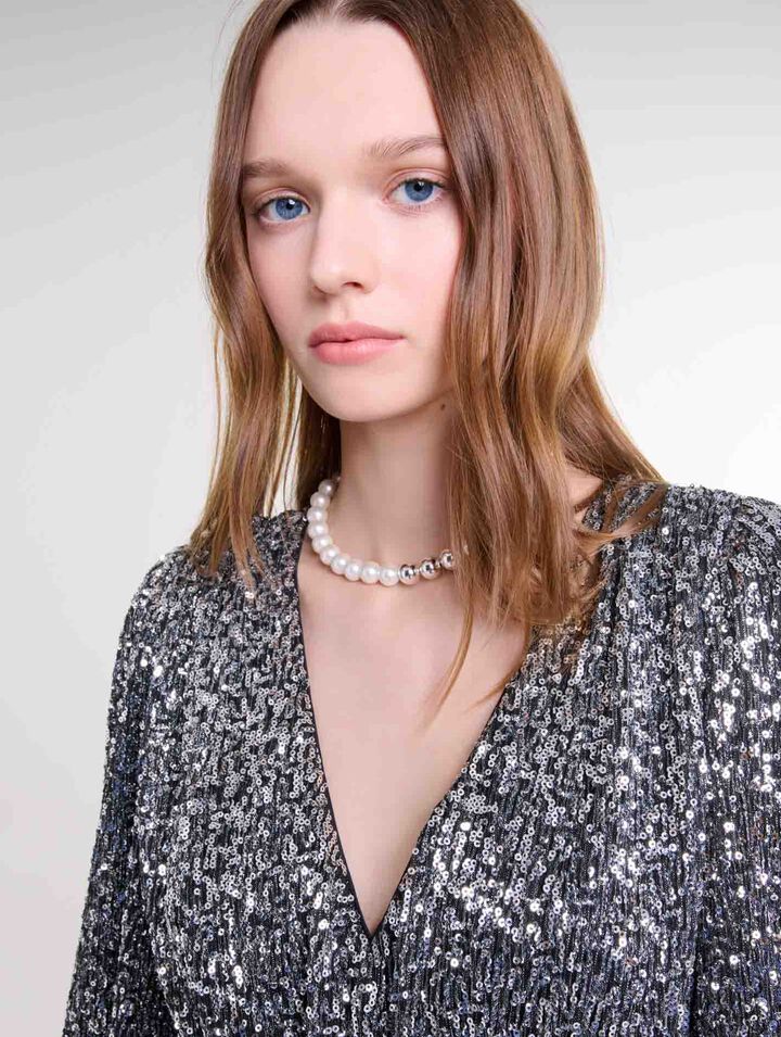 Short ruffled sequinned dress