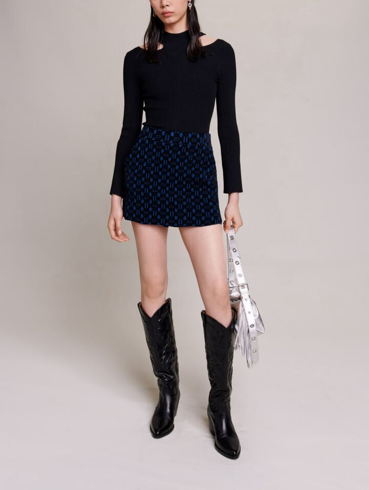 Velvet jacquard skort