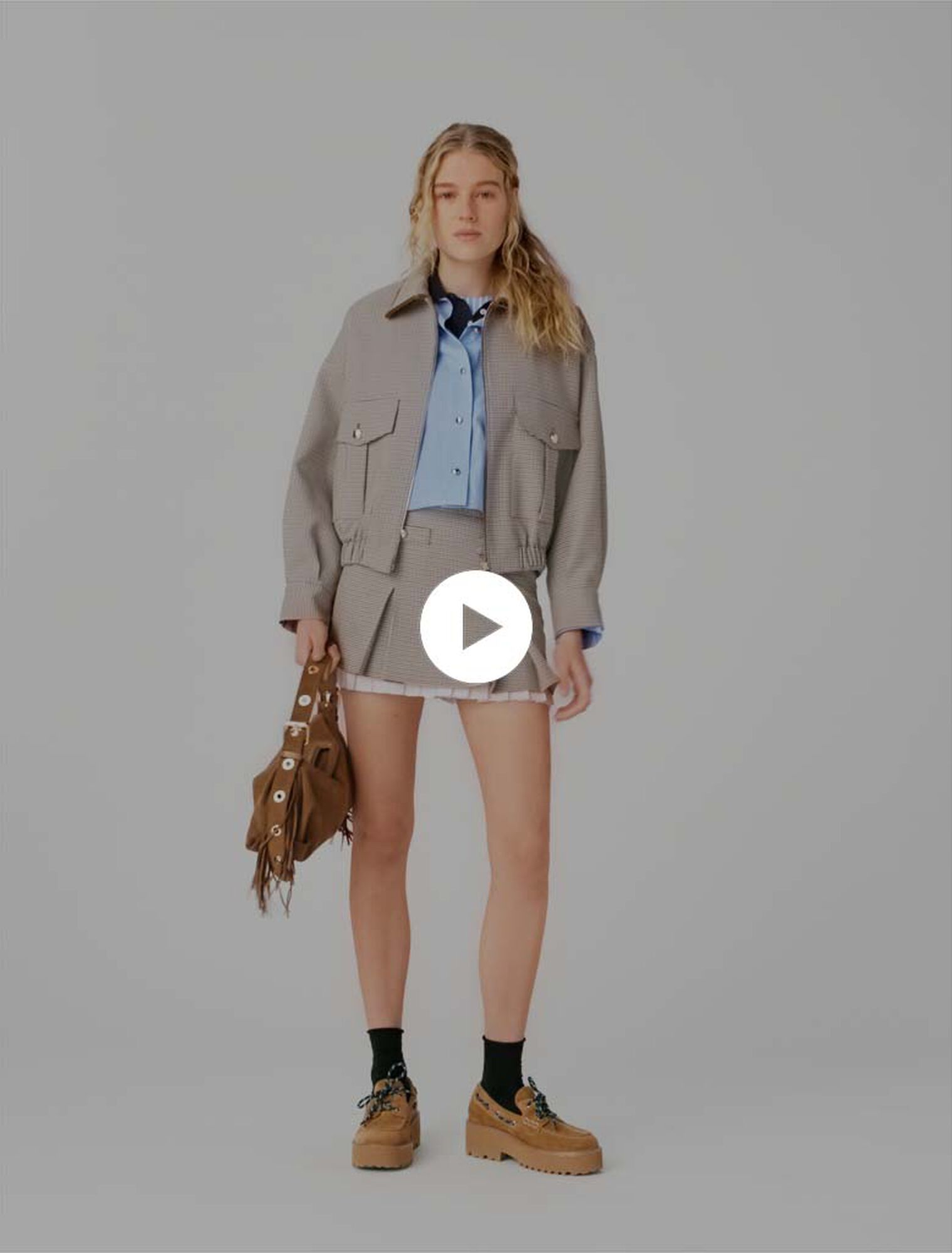 Checked bomber jacket